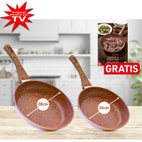 Livington Copper & Stone Pan Set 24cm+28cm - Structure robuste à 7 couches