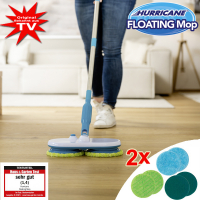 Hurricane Floating Mop Deluxe Mop à batterie avec double rotation et 12 pads