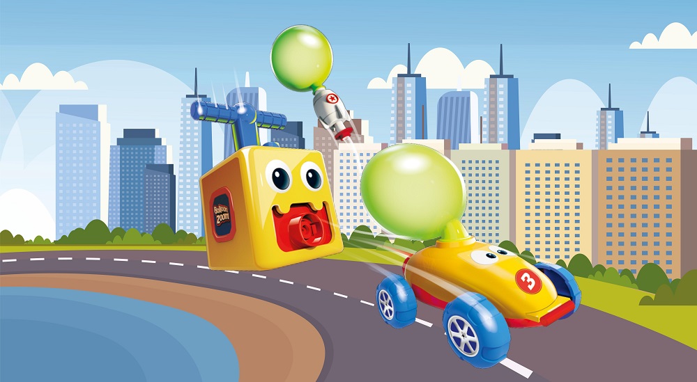 BEST OF TOYS Balloon Zoom - Jeu Original à Propulsion - Ballon + Voiture/ Fusée/Astronaute - Jouet Pour Enfant Intérieur/Extérieur - Kit Complet Avec 12 Ballons, Plusieurs Couleurs