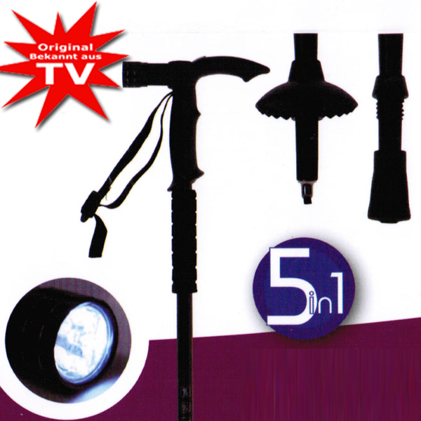 helical tailstock and walking stick 5in1 with LED