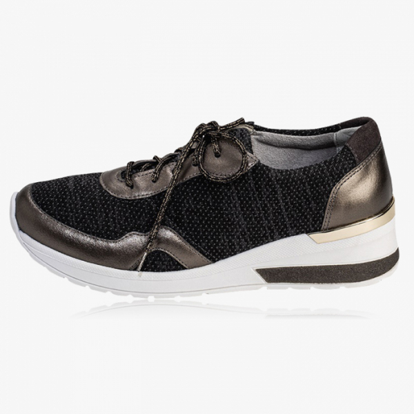 vitaform® Echtleder-Sneaker mit Textilstretch - Farbe Schwarz