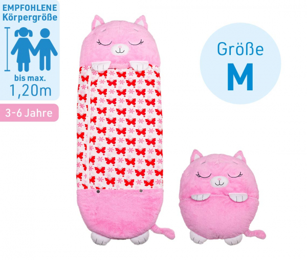 Happy Nappers Kuscheltier Schlafsack - Katze Pink Grösse M