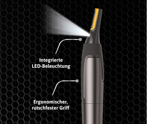 MicroTouch Titanium Max Trimmer for eyebrows, nose, sideburns, neck, and ear.