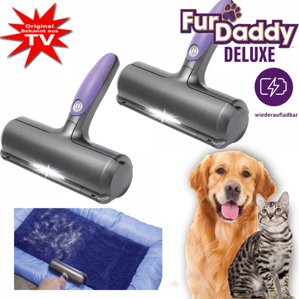 Fur Daddy Tierhaarbürste 1+1 Deluxe Akku Mikro-Schall-Technologie Batteriebetrieben
