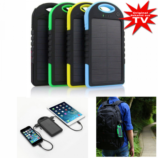 Solar charger with LED flashlight - shockproof, dustproof and weatherproof
