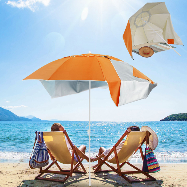 Sonnenschirm und Strandmuschel 2in1 - mit Erdspiess und Tragetasche