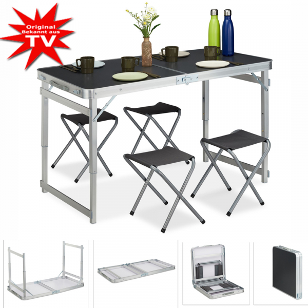 Folding camping table with chairs 5pcs.