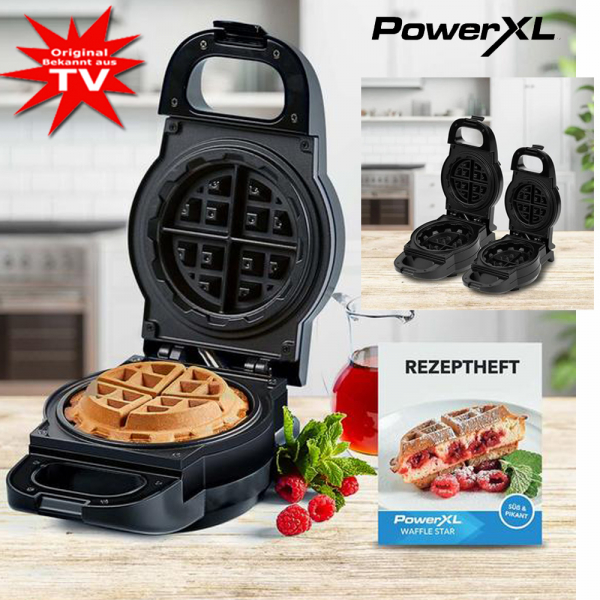 PowerXL Waffle Star Waffeleisen mit Gratis Rezeptheft