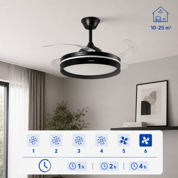 InnovaGoods Deckenventilator mit LED-Licht & 4 einziehbaren Flügeln – Luxus-Komfort für Ihr Zuhause