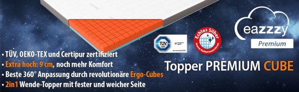eazzzy Premium Cube Topper le surmatelas avec système Ergo-Cube