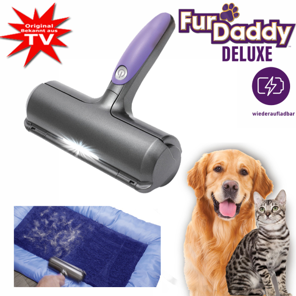 Peaceful Pooch Luxus Hunde- und Katzenbett + Fur Daddy Deluxe Akku-Tierhaarentferner-Bürste