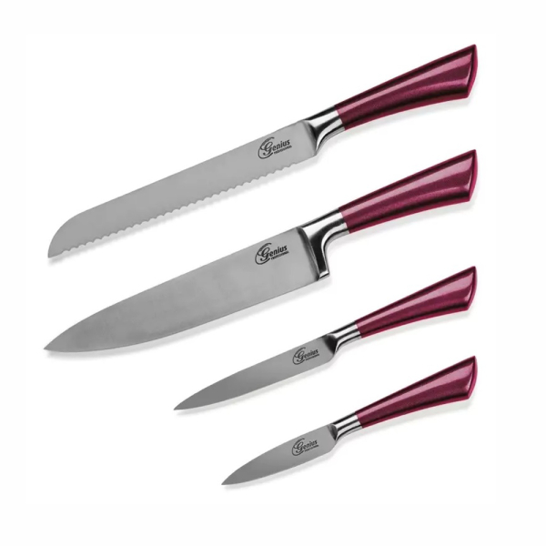 Genius Professional Knives in Fusion Look Set 4pcs Ruby Red