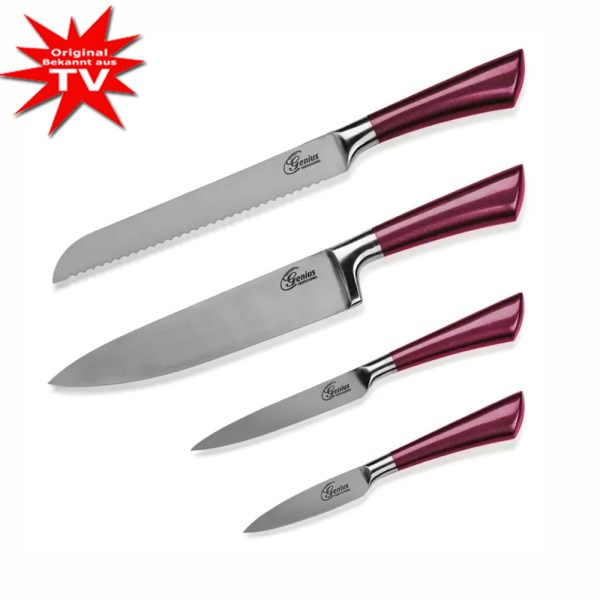 Genius Professional Knives in Fusion Look Set 4pcs Ruby Red