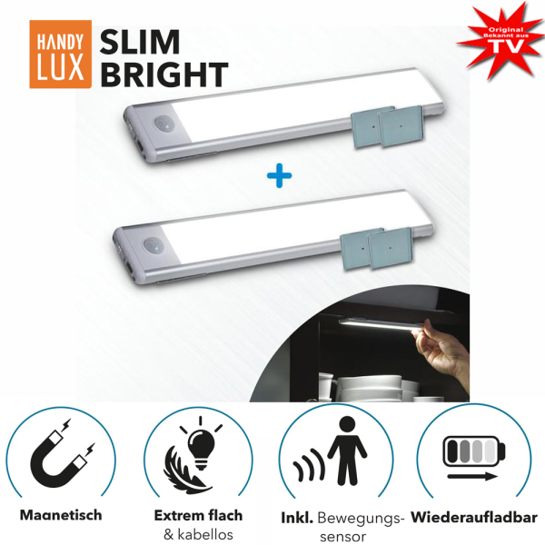 Handylux SlimBright Barre à LED magnétique de puissance sans fil 1+1 kit