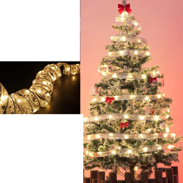 Christmas tree LED light and festive decoration ribbon - indoor and outdoor - wireless 10m