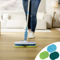 Hurricane Floating Mop Deluxe Mop à batterie avec double rotation et 12 pads