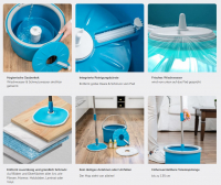 Livington Clean Water Spin Mop Système dessuyage à leau douce - Kit avec nettoyeur & tampons