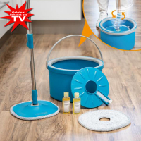Livington Clean Water Spin Mop Frischwasser-Wischsystem - Set mit Reiniger & Pads