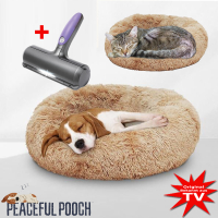 Peaceful Pooch Lit de luxe pour chien et chat + Fur Daddy Deluxe Brosse à poils danimaux sans fil